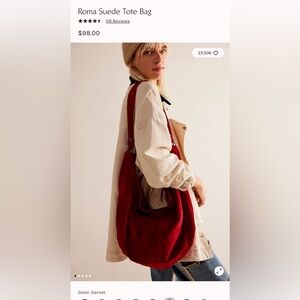 NWT Free People Roma Suede Tote Bag - Retails $98